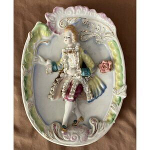 Bone China 3D Lace Victorian Hanging Wall Plaque of Victorian Man